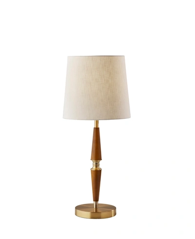 Adesso Weston Table Lamp In Walnut Rubberwood With Brass Accents