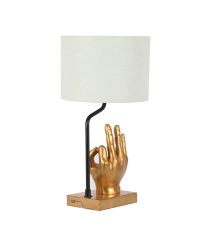 Adesso Hand Table Lamp With Usb In Gold-tone