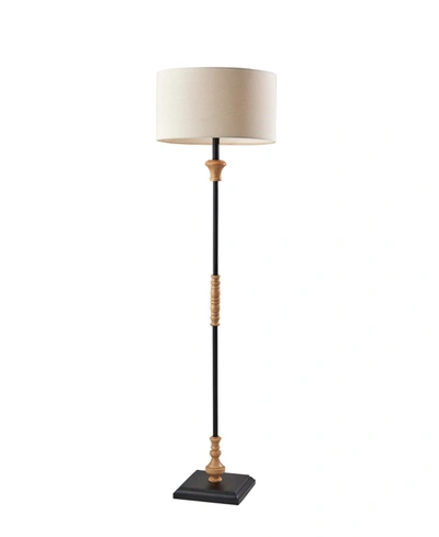 Adesso Fremont Floor Lamp In Black Natural Wood Finished Resin Accent