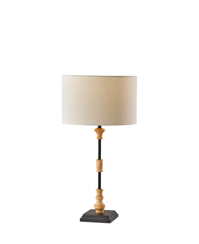 Adesso Fremont Table Lamp In Black Natural Wood Finished Resin Accent