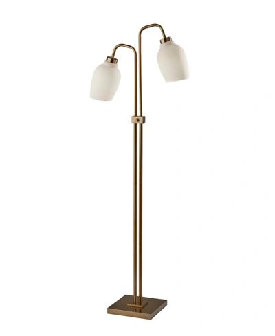 Adesso Clara 2 Light Floor Lamp In Brass