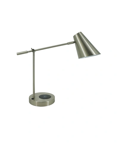 Adesso Wireless Charging Table Lamp In Brushed Steel