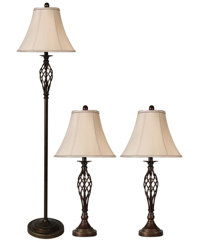 Stylecraft Barclay Brass Set Of 3: 2 Table Lamps And 1 Floor Lamp In No Color