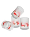 Culver Santa Dachshunds Dof Glass 14-ounce Set Of 4 In Red/white