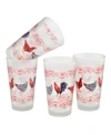CULVER FRENCH COUNTRY CHICKEN PINT GLASS 16-OZ SET OF 4