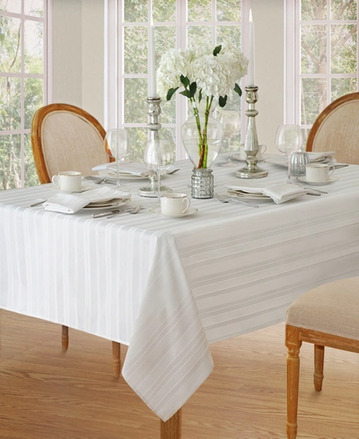 Elrene Denley Stripe 60" X 120" Tablecloth In White