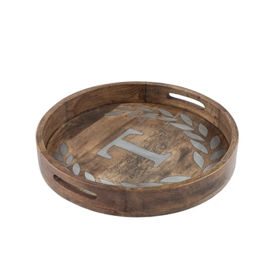 The Gg Collection Heritage Collection Monogram Mango Wood Round Tray In Brown