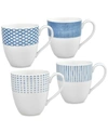 Noritake Hammock 4-pc. Assorted Mug Set In Blue And White