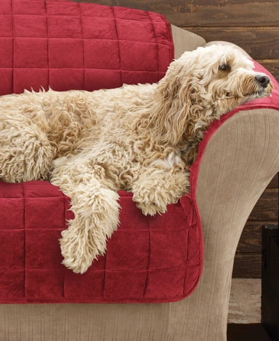 Sure Fit Velvet Deluxe Pet Sofa Slipcover With Sanitize Odor Release In Chocolate