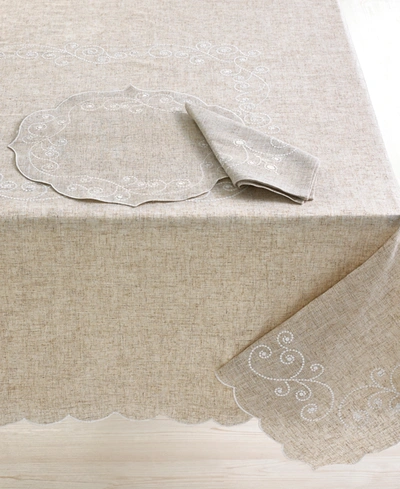 Lenox French Perle Embroidered Round Tablecloth, 70" In Lin