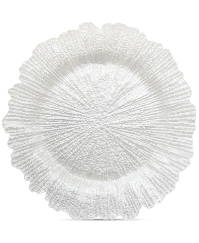 American Atelier Jay Import  Glass White Pearl Reef Charger Plate