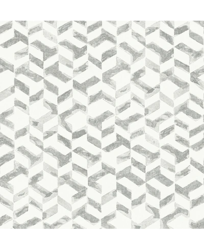 A-street Prints 20.5" X 396" Instep Abstract Geometric Wallpaper In Silver