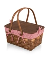 Picnic Time Kansas Handwoven Wooden Picnic Basket In Red White Gingham