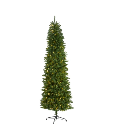 Nearly Natural Slim Mountain Pine Artificial Christmas Tree With 400 Clear Led Lights In Green
