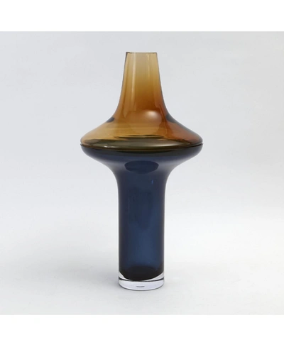 Global Views Large Tall Amber Over Cobalt Vase