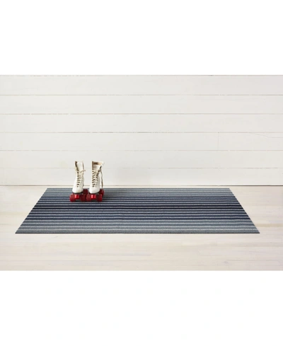 Chilewich Block Stripe Shag Doormat In Denim