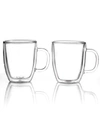 BODUM BISTRO SET OF 2 THERMAL DOUBLE WALLED 15 OZ. GLASS MUGS