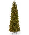 NATIONAL TREE COMPANY 7.5' "FEEL REAL" DOWN SWEPT DOUGLAS FIR PENCIL SLIM HINGED CHRISTMAS TREE WITH 350 CLEAR LIGHTS