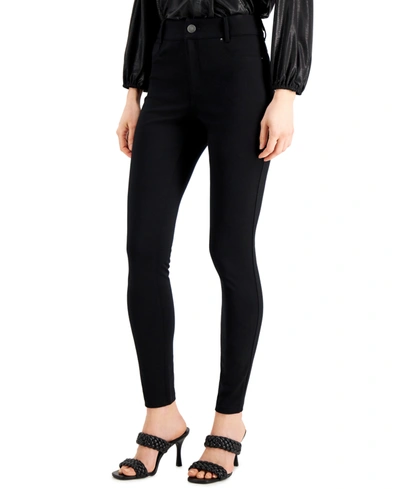Inc International Concepts Petite High-waisted Ponte-knit Curve Creator Pants, Created For Macy's In Deep Black