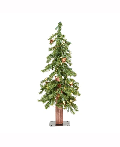Vickerman 2 Ft Alpine Artificial Christmas Tree, Featuring 105 Pvc Tips And 50 Warm White Dura-lit Led Lights