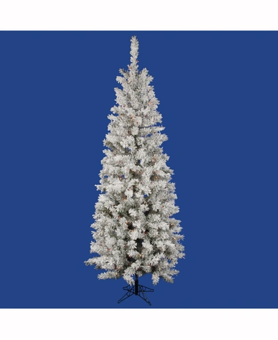 Vickerman 5.5 Ft Flocked Pacific Artificial Christmas Tree With 200 Multi-colored Led Lights