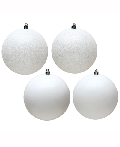 Vickerman 12" White 4-finish Ball Christmas Ornament, 4 Per Bag