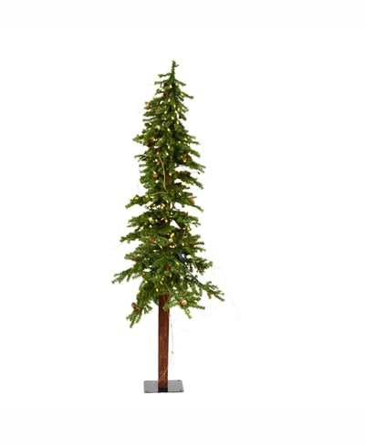 Vickerman 7 Ft Alpine Artificial Christmas Tree, Featuring 921 Pvc Tips And 300 Warm White Dura-lit Led Lights