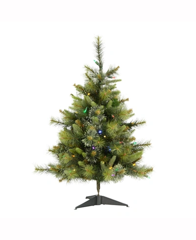 Vickerman 3 Ft Cashmere Pine Artificial Christmas Tree With 100 Multi-colored Led Lights