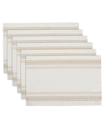 Design Imports Chambray French Stripe Placemat, Set Of 6 In White