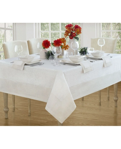 Villeroy & Boch New Wave Metallic Border Linen Tablecloth, 70" X 96" In White/gold