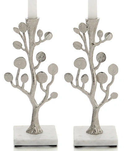 Michael Aram Set Of 2 Botanical Leaf Candlestick Holders