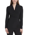 DKNY PETITE SURPLICE TOP, CREATED FOR MACY'S