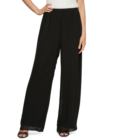 Alex Evenings Silky Chiffon Basic Trouser Dress In Black