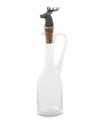 VAGABOND HOUSE HAND-BLOWN 5 OZ CRUET GLASS BOTTLE WITH CORK STOPPER AND SOLID PEWTER ELK HEAD