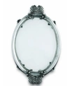 Vagabond House Pewter Acorn And Oak Leaf Oval Glass Tray In Pewter