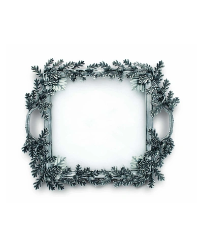 Vagabond House Pewter Acorn Oak And Leaf Square Glass Tray
