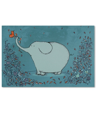 Trademark Global Carla Martell 'garden Elephant' 16" X 24" Canvas Art Print In Multi