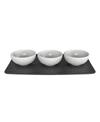 Villeroy & Boch Villeroy And Boch New Moon 4-piece Dip Bowl & Tray Set In White Bowls/black Tray