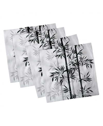 Ambesonne Tree Of Life Set Of 4 Napkins, 12" X 12" In Black/white
