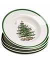 Spode Christmas Tree Rim Soup Bowls, Set Of 4