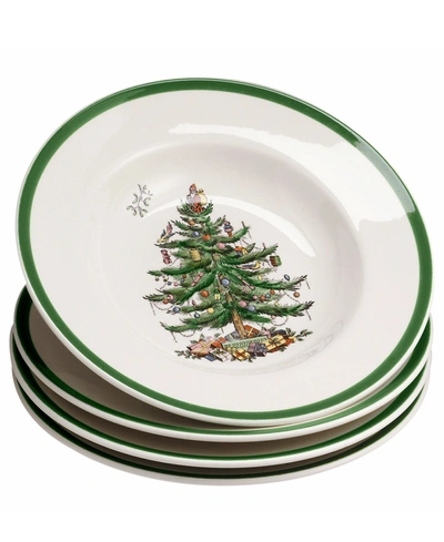 Spode Christmas Tree Rim Soup Bowls, Set Of 4