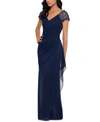 Xscape Plus Size Lace-shoulder Gown In Navy Blue