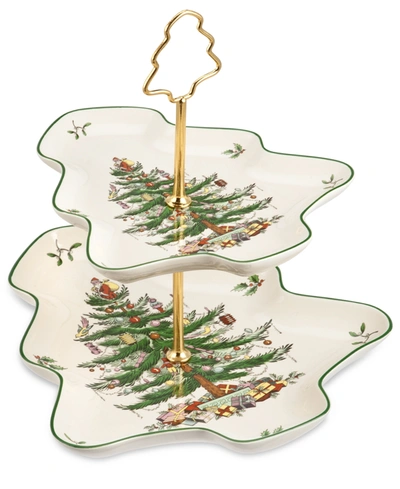 Spode Christmas Tree Sculpted 2-tier Server