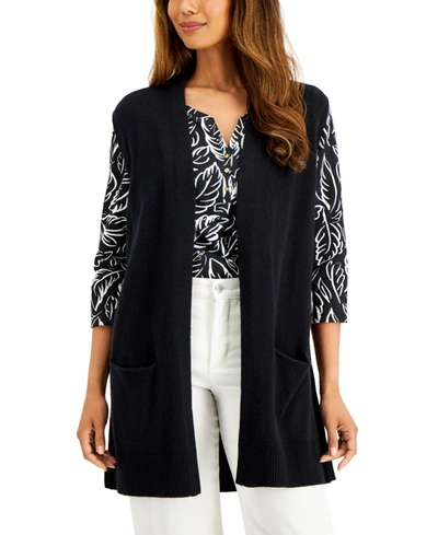 Karen Scott Petite Duster Vest, Created For Macy's In Deep Black