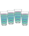 FIESTA FARMHOUSE CHIC STRIPES 16-OUNCE TAPERED COOLER GLASS SET OF 4