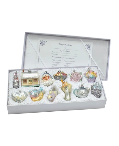 Kurt Adler 3-4.375-inch Noble Gems Newlywed's Glass Tree Box, Set Of 12