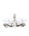 Vagabond House Pewter Octopus With Twin Glass Bowls In Pewter