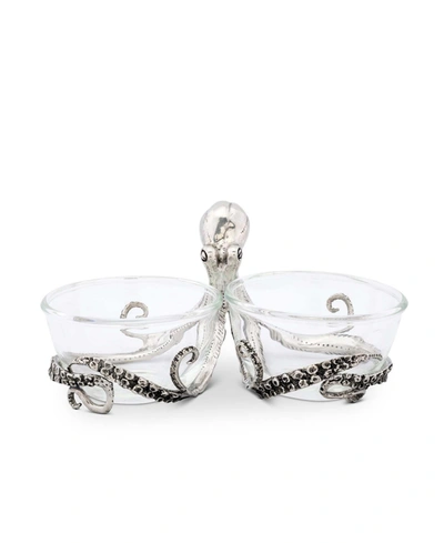 Vagabond House Pewter Octopus With Twin Glass Bowls