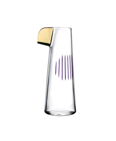Nude Glass Parrot Water Carafe, 25.25 oz In Clear,purple Line And Gold-tone Beak