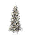 Nearly Natural Flocked Livingston Fir Artificial Christmas Tree With Pine Cones And 500 Clear Warm Led Lights In Multi